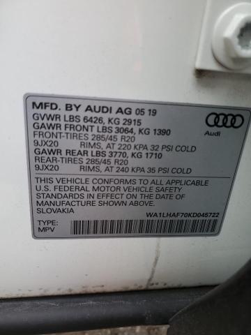 Photo 10 from auction – 2019 AUDI Q7 PREMIUM with VIN WA1LHAF70KD045722