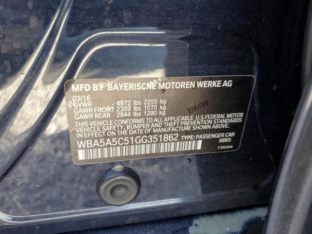 Photo 10 from auction – 2016 BMW 528 I with VIN WBA5A5C51GG351862