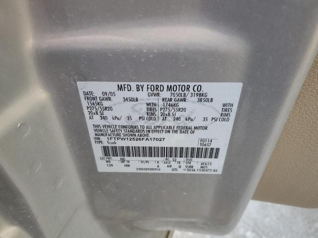 Photo 10 from auction – 2006 FORD F150 SUPER with VIN 1FTPW12526FA17027