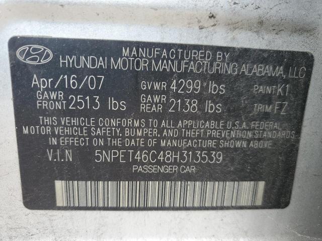 Photo 10 from auction – 2008 HYUNDAI SONATA with VIN 5NPET46C48H313539