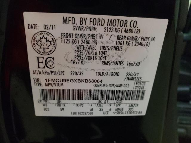Photo 10 from auction – 2011 FORD ESCAPE LIM with VIN 1FMCU9EGXBKB68064