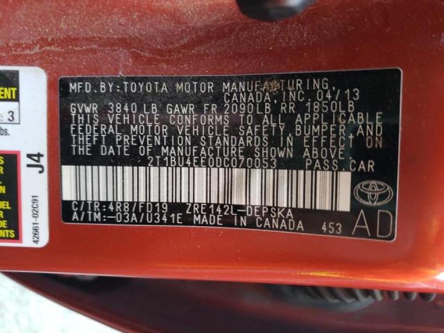 Photo 10 from auction – 2013 TOYOTA COROLLA BA with VIN 2T1BU4EE0DC070053