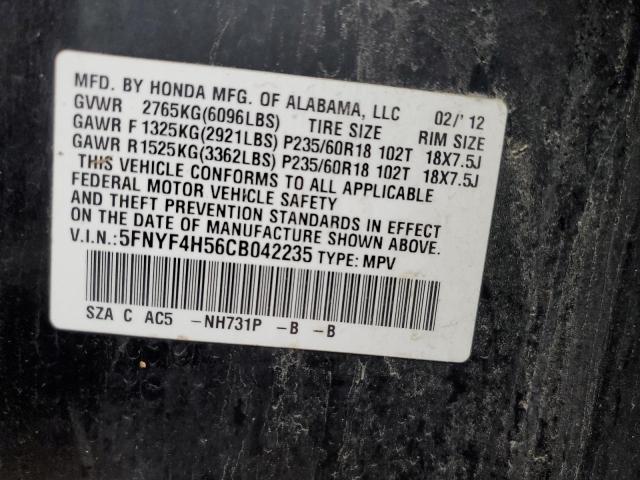 Photo 10 from auction – 2012 HONDA PILOT EXL with VIN 5FNYF4H56CB042235
