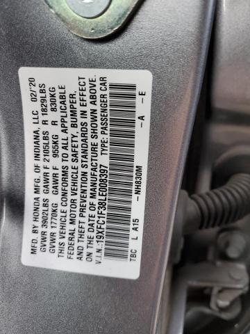 Photo 10 from auction – 2020 HONDA CIVIC EX with VIN 19XFC1F38LE008397