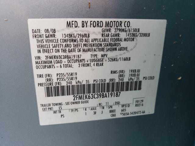 Photo 10 from auction – 2009 FORD FLEX LIMIT with VIN 2FMEK63C39BA19187