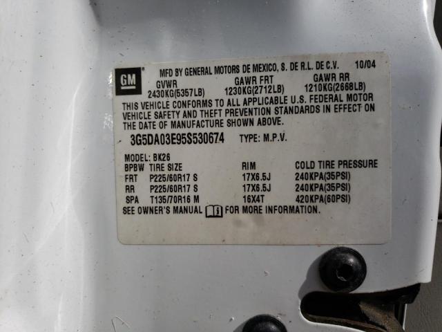 Photo 10 from auction – 2005 BUICK RENDEZVOUS with VIN 3G5DA03E95S530674