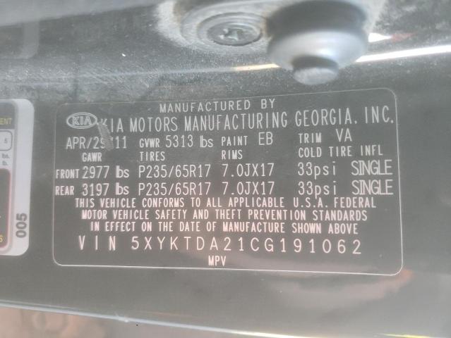 Photo 10 from auction – 2012 KIA SORENTO BA with VIN 5XYKTDA21CG191062