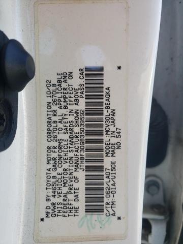 Photo 10 from auction – 2003 LEXUS ES 300 with VIN JTHBF30G835039592