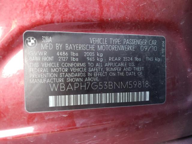 Photo 10 from auction – 2011 BMW 328 I with VIN WBAPH7G53BNM59818