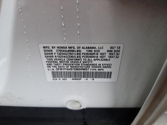 Photo 10 from auction – 2013 HONDA PILOT TOUR with VIN 5FNYF4H97DB049697