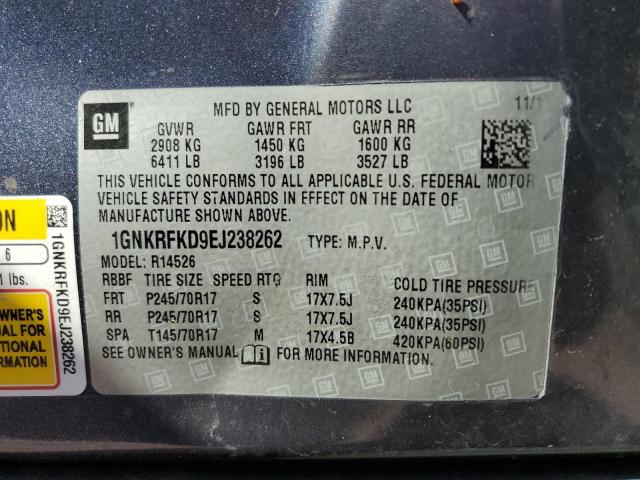 Photo 10 from auction – 2014 CHEVROLET TRAVERSE L with VIN 1GNKRFKD9EJ238262