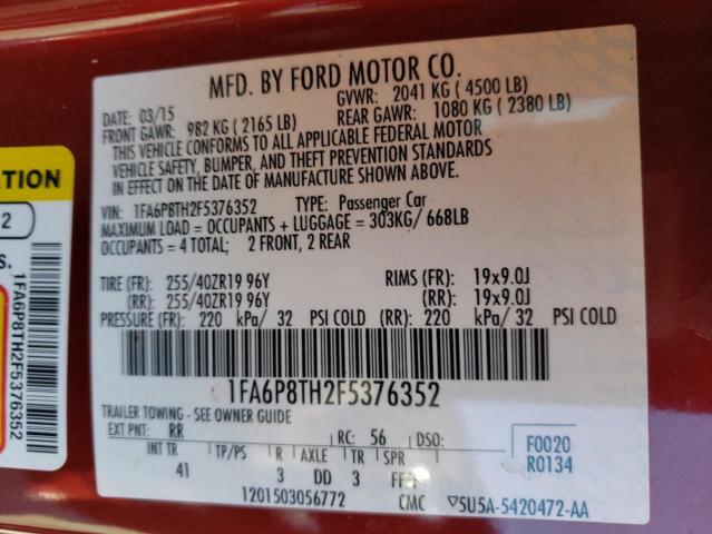 Photo 10 from auction – 2015 FORD MUSTANG with VIN 1FA6P8TH2F5376352
