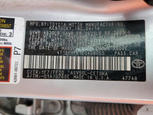 Photo 10 from auction – 2014 TOYOTA CAMRY L with VIN 4T1BF1FK1EU408055