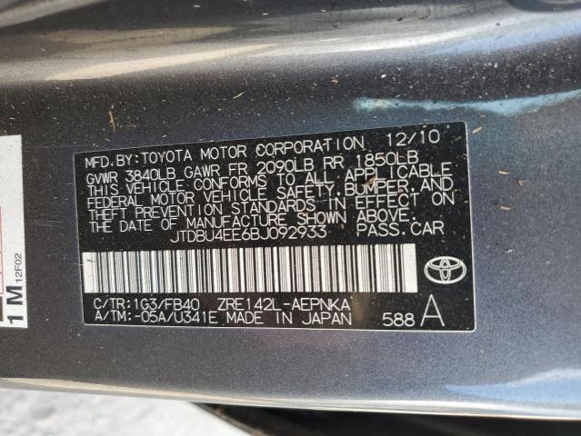 Photo 10 from auction – 2011 TOYOTA COROLLA BA with VIN JTDBU4EE6BJ092933