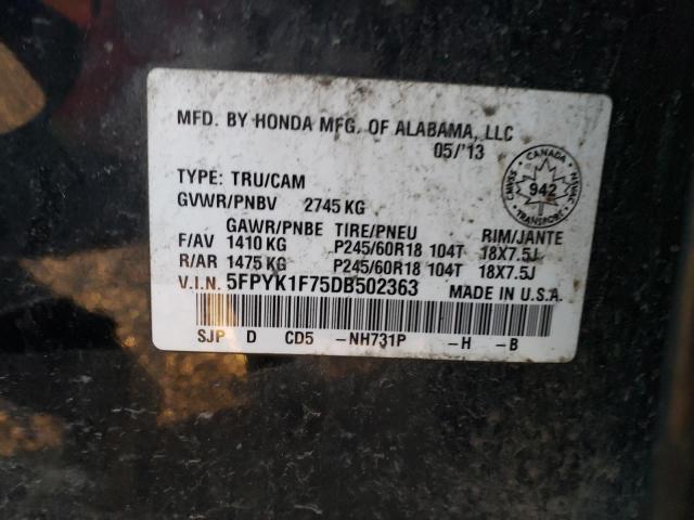 Photo 10 from auction – 2013 HONDA RIDGELINE with VIN 5FPYK1F75DB502363