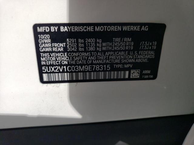 Photo 10 from auction – 2021 BMW X4 XDRIVE3 with VIN 5UX2V1C03M9E78315