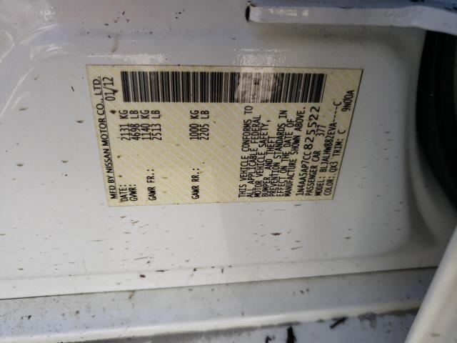 Photo 10 from auction – 2012 NISSAN MAXIMA S with VIN 1N4AA5AP7CC825522
