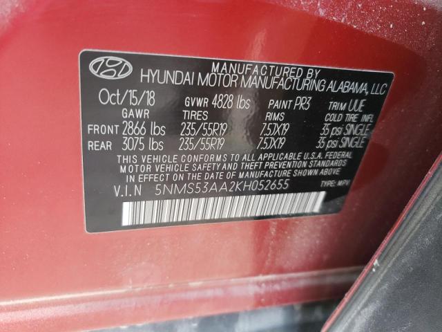 Photo 10 from auction – 2019 HYUNDAI SANTA FE L with VIN 5NMS53AA2KH052655