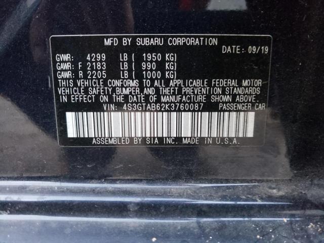 Photo 10 from auction – 2019 SUBARU IMPREZA with VIN 4S3GTAB62K3760087