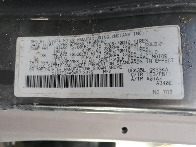 Photo 10 from auction – 2004 TOYOTA SEQUOIA SR with VIN 5TDZT34A94S213275
