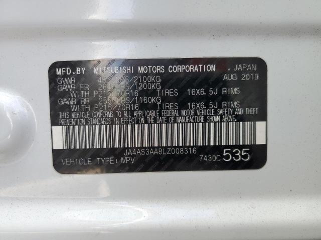 Photo 10 from auction – 2020 MITSUBISHI ECLIPSE CR with VIN JA4AS3AA8LZ008316