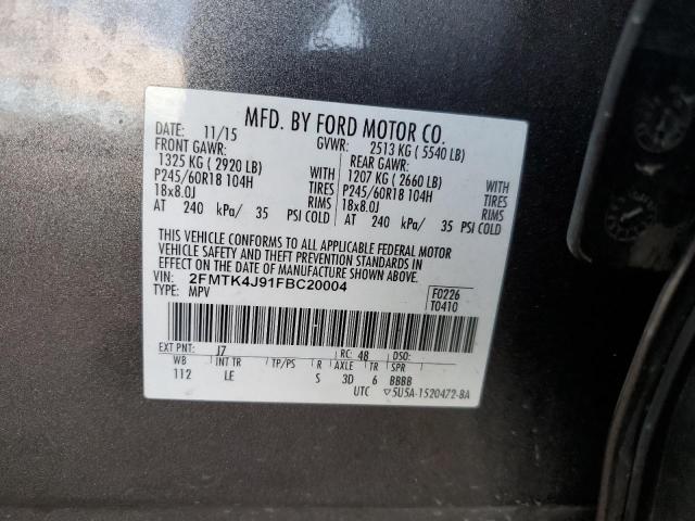 Photo 10 from auction – 2015 FORD EDGE SEL with VIN 2FMTK4J91FBC20004