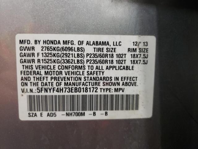Photo 10 from auction – 2014 HONDA PILOT EXLN with VIN 5FNYF4H73EB018172