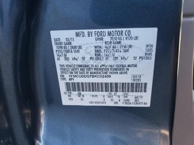 Photo 10 from auction – 2011 FORD ESCAPE XLT with VIN 1FMCU0DG7BKC02409