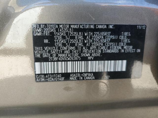 Photo 10 from auction – 2012 TOYOTA RAV4 with VIN 2T3BF4DVXCW263875