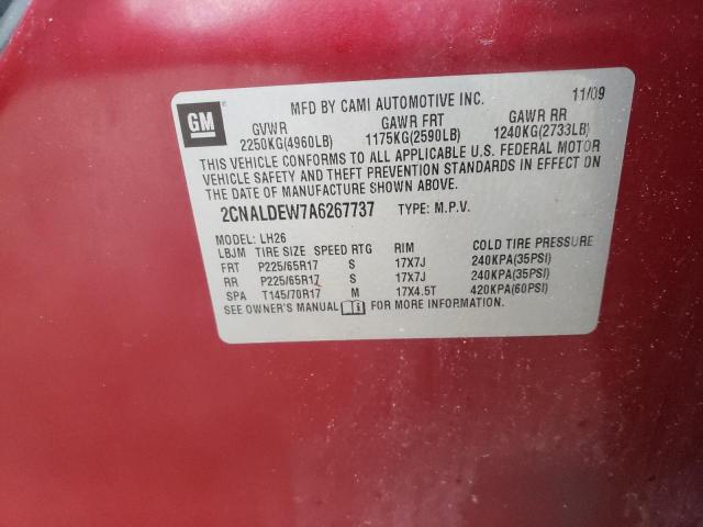 Photo 10 from auction – 2010 CHEVROLET EQUINOX LT with VIN 2CNALDEW7A6267737