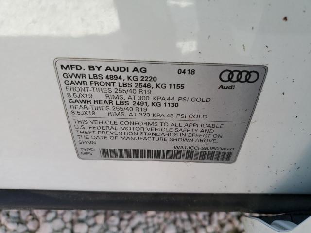 Photo 10 from auction – 2018 AUDI Q3 PREMIUM with VIN WA1JCCFS5JR034531