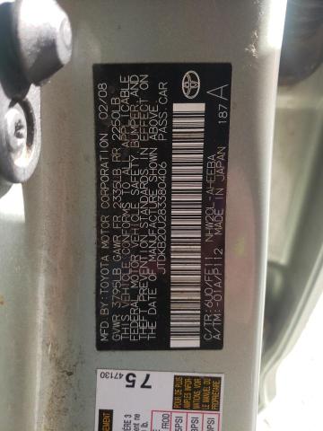 Photo 10 from auction – 2008 TOYOTA PRIUS with VIN JTDKB20U283380406