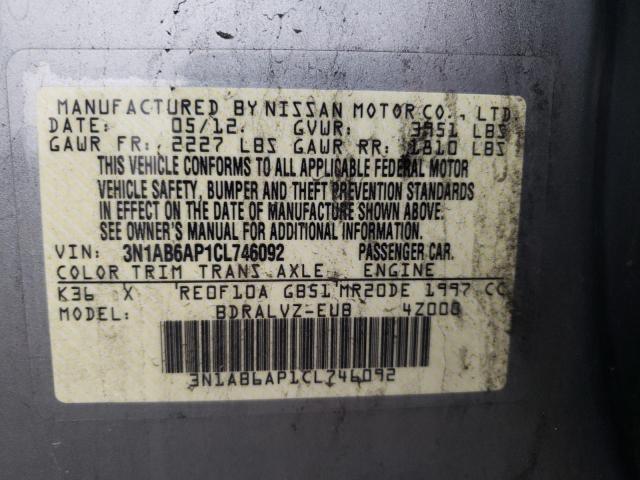 Photo 10 from auction – 2012 NISSAN SENTRA 2.0 with VIN 3N1AB6AP1CL746092