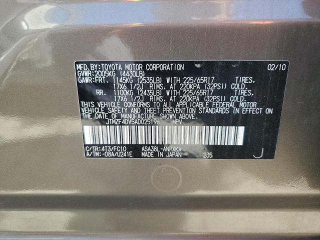 Photo 10 from auction – 2010 TOYOTA RAV4 with VIN JTMZF4DV5AD025196