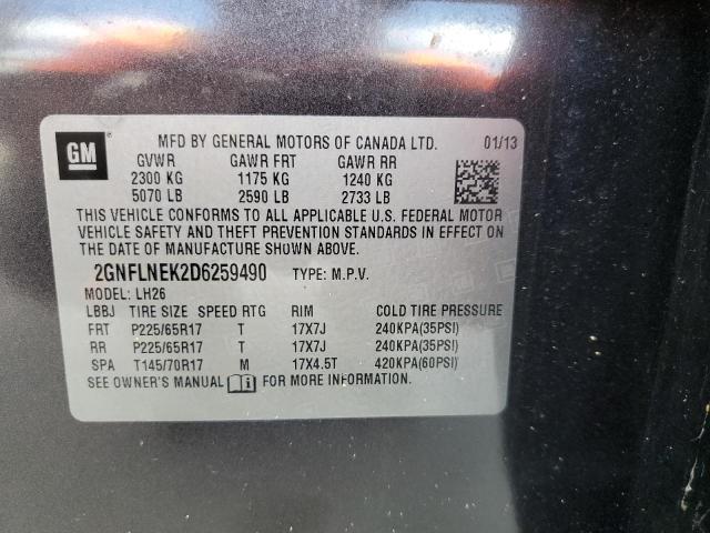 Photo 10 from auction – 2013 CHEVROLET EQUINOX LT with VIN 2GNFLNEK2D6259490