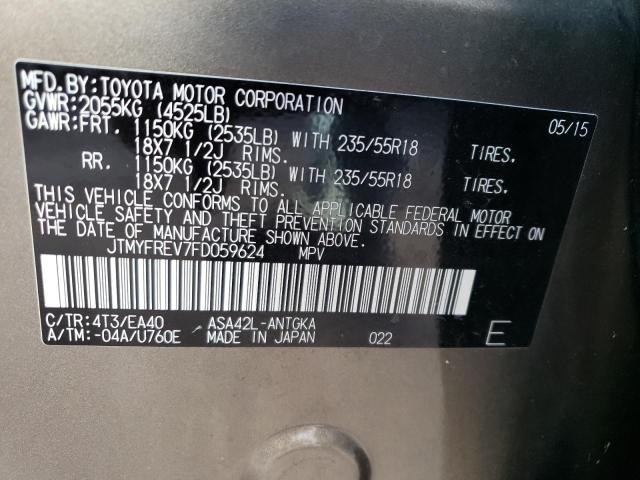 Photo 10 from auction – 2015 TOYOTA RAV4 LIMIT with VIN JTMYFREV7FD059624
