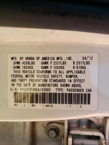 Photo 10 from auction – 2012 HONDA ACCORD LXP with VIN 1HGCP2F46CA143680