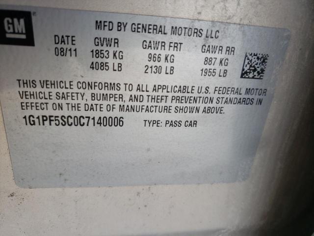 Photo 10 from auction – 2012 CHEVROLET CRUZE LT with VIN 1G1PF5SC0C7140006