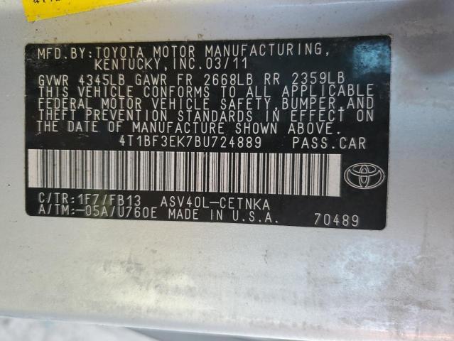 Photo 10 from auction – 2011 TOYOTA CAMRY BASE with VIN 4T1BF3EK7BU724889