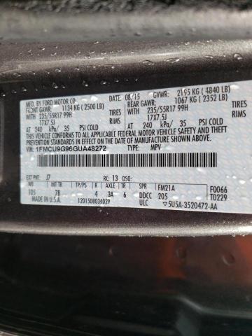Photo 10 from auction – 2016 FORD ESCAPE SE with VIN 1FMCU9G96GUA48272