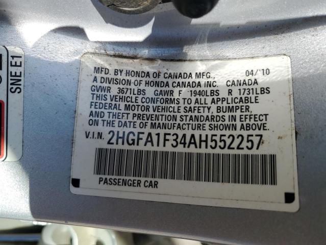 Photo 10 from auction – 2010 HONDA CIVIC VP with VIN 2HGFA1F34AH552257