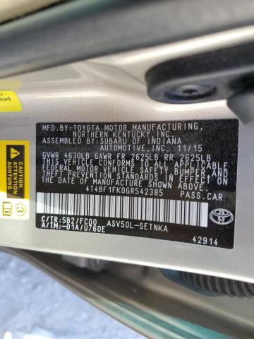 Photo 10 from auction – 2016 TOYOTA CAMRY LE with VIN 4T4BF1FK0GR542385