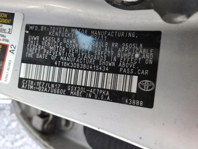 Photo 10 from auction – 2011 TOYOTA AVALON BAS with VIN 4T1BK3DB3BU415434