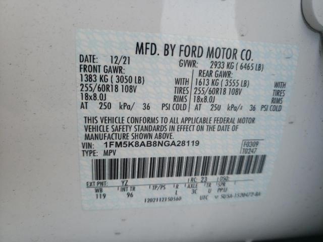 Photo 10 from auction – 2022 FORD EXPLORER P with VIN 1FM5K8AB8NGA28119