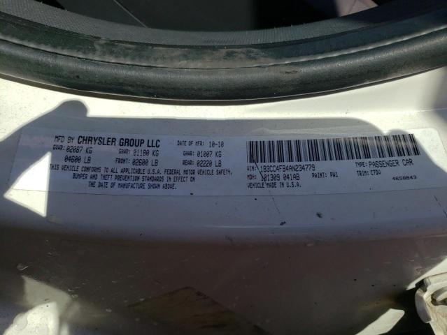 Photo 10 from auction – 2010 DODGE AVENGER SX with VIN 1B3CC4FB4AN234779