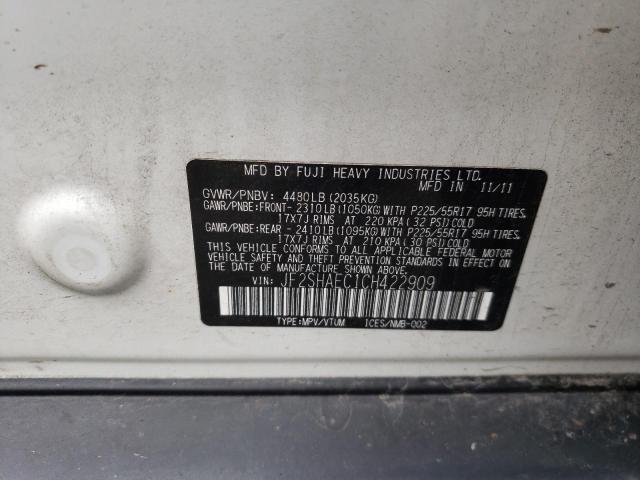 Photo 10 from auction – 2012 SUBARU FORESTER L with VIN JF2SHAEC1CH422909