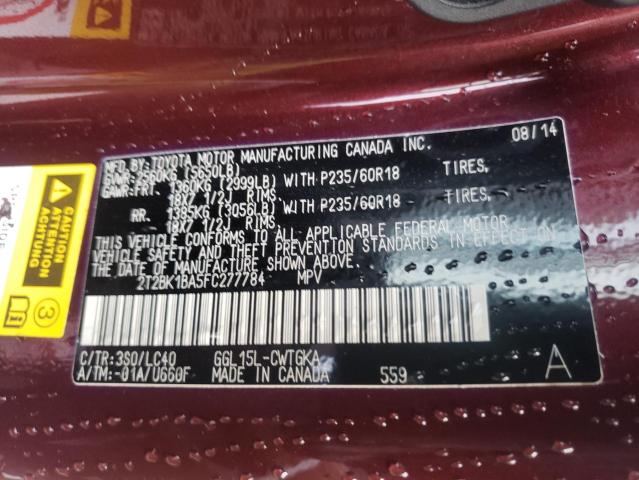 Photo 10 from auction – 2015 LEXUS RX 350 BAS with VIN 2T2BK1BA5FC277784