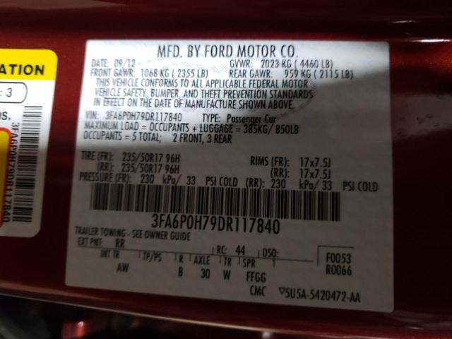 Photo 10 from auction – 2013 FORD FUSION SE with VIN 3FA6P0H79DR117840