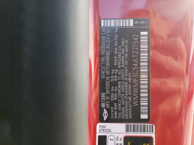 Photo 10 from auction – 2010 MINI COOPER with VIN WMWMF3C54ATZ27542