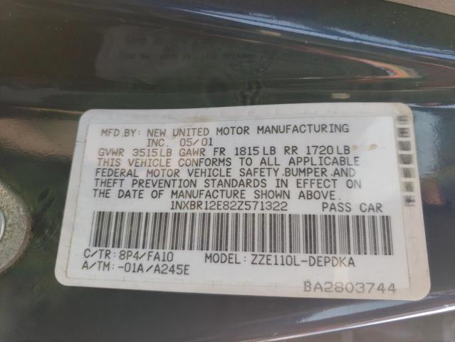 Photo 10 from auction – 2002 TOYOTA COROLLA CE with VIN 1NXBR12E82Z571322